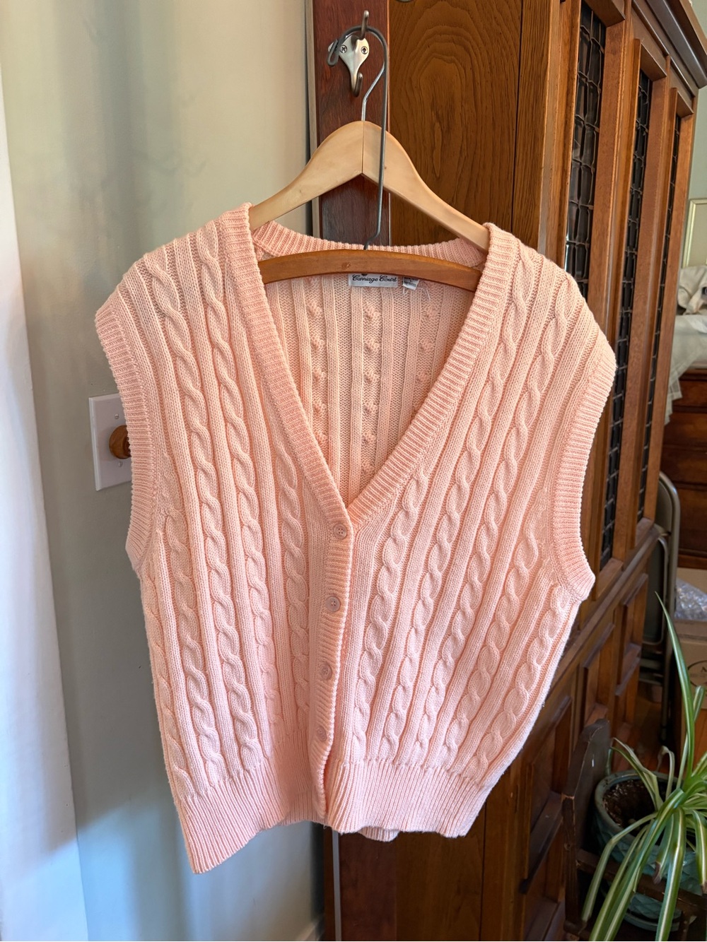 Cable-Knit Sleeveless Cardigan Vest in Peach - Tommy Bahama